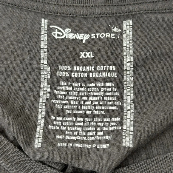 Disney Tinker Bell Grey Graphic T-Shirt Sz XXL Organic Cotton Fairy Lace Overlay - Picture 8 of 9